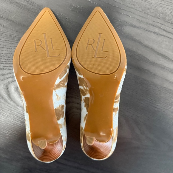 Ralph Lauren Women’s Sarina Tan Ivory Blue Tie Dye Slip On Pumps Heels Shoes 9 B - Picture 5 of 8